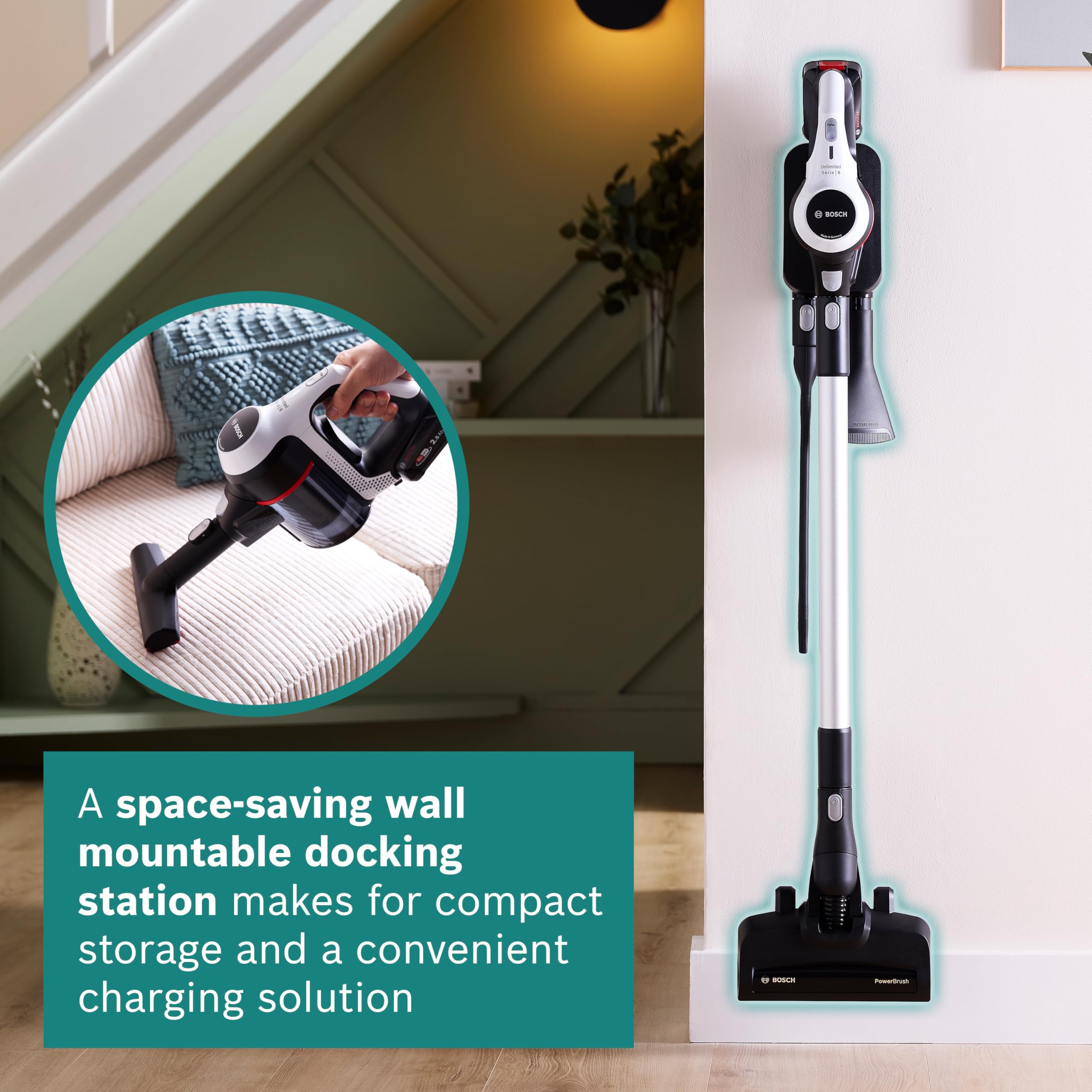 Bosch BCS612GB Unlimited 6 ProHome Cordless Stick Vacuum Cleaner, Ultra Lightweight Design